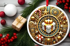 Round Christmas Ornament Sublimation|Clipart Product Image 1