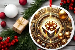 Round Christmas Ornament Sublimation|Clipart Product Image 1