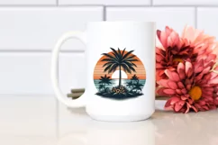 Vintage Tropical Tree Sunset T-shirt Clipart Product Image 2