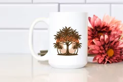 Vintage Tropical Tree Sunset T-shirt Clipart Product Image 2