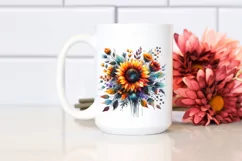 Vibrant Sunflower Bouquet Watercolor Clipart Product Image 2