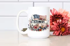 Watercolor Vintage Van with Flowers Clipart Product Image 2
