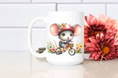 Cute Baby Mouse Cycling | Sublimation | Clipart Product Image 2