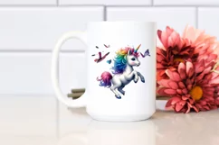 Adorable Butterfly Chasing Unicorn, PNG Product Image 2