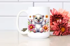 Watercolor Funny Baby Polar Bear Sitting es Clipart Product Image 2