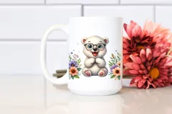 Watercolor Funny Baby Polar Bear Sitting es Clipart Product Image 2