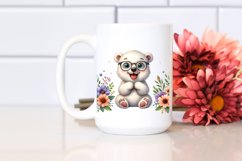 Watercolor Funny Baby Polar Bear Sitting es Clipart Product Image 2