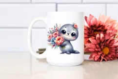 Proud Seal with Flower Bouquet | Clipart Product Image 2