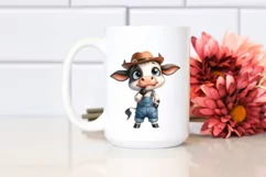 Expressive Watercolor Cow with Farm Jeans | Sublimation Product Image 2