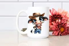 Expressive Cow in Farm Jeans PNG Product Image 2