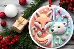 Round Christmas Ornament Sublimation|Clipart Product Image 1