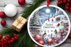 Watercolor Christmas Scene Sublimation PNG Product Image 2