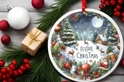 Watercolor Christmas Scene Sublimation PNG Product Image 2