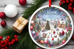 Watercolor Christmas Scene Sublimation PNG Product Image 2