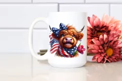 Excited Highland Cow with Flowers | Sublimation | Clipart Product Image 2
