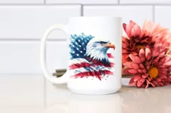 Watercolor Washed Patriotic Bald Eagle Clipart Product Image 2