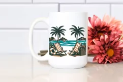 Vintage Tropical Island Beach Chairs Clipart Product Image 2