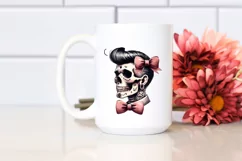 Simple Skull with Hair and Bow PNG Product Image 2