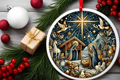 Round Christmas Ornament Sublimation|Clipart Product Image 2