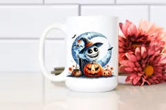 Funny Halloween Moon | Watercolor Clipart Product Image 2