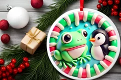 Round Christmas Ornament Sublimation|Clipart Product Image 1