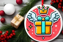 Round Christmas Ornament Sublimation|Clipart Product Image 1