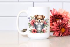 Watercolor Cute Baby Dog with Flowers PNG Product Image 2
