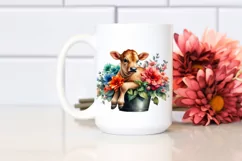 Colorful Flower Pot Cow PNG Product Image 2