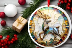 Christmas Round Cute Reindeer Ornament Sublimation Product Image 1