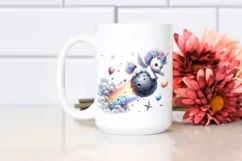 Cute Baby Unicorn Diving from a Meteor with Balloons Product Image 2