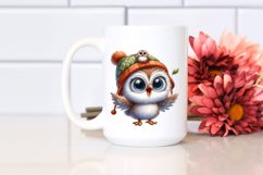 Funny Baby Owl Standing with Hat | Watercolor Clipart Product Image 2