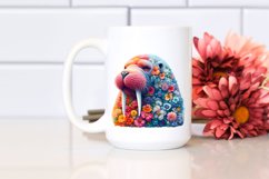 Artistic Vibrant Walrus with Flowers Clipart Product Image 2