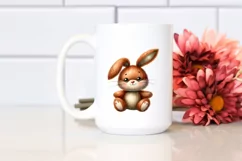 Colorful Brownish Plush Bunny | Sublimation | Clipart Product Image 2