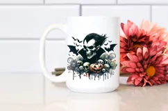 Retro Vampire Skull with Hair PNG Product Image 2