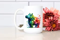 Vibrant Hippo with Flowers PNG Product Image 2