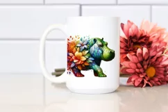 Vibrant Hippo with Flowers PNG Product Image 2