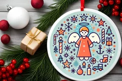 Round Christmas Ornament Sublimation|Clipart Product Image 1
