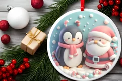 Round Christmas Ornament Sublimation|Clipart Product Image 2