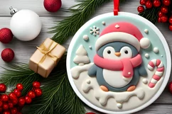 Round Christmas Ornament Sublimation|Clipart Product Image 2