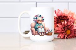 Old Lady Watercolor Character on Sofa with Hair Curlers | Product Image 2