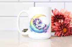 Colorful Unicorn on Moon PNG Product Image 2