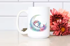Colorful Unicorn on Moon PNG Product Image 2