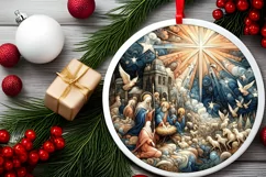 Round Christmas Ornament Sublimation|Clipart Product Image 2
