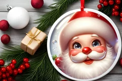 Santa Claus Christmas Round Ornament Sublimation PNG Product Image 2