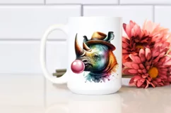 Colorful Rhino with Chewing Gum | Clipart Product Image 2