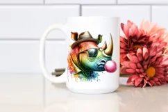 Colorful Rhino with Chewing Gum | Clipart Product Image 2