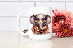 Detailed Elephant Portrait Silk Scarf Sunglasses | Clipart Product Image 2