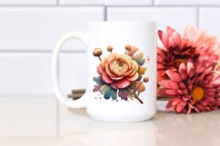 Wooden Stained Ranunculus Watercolor | Clipart Product Image 2