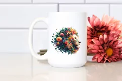 Vibrant Lion with 3D Flowers PNG Product Image 2