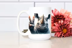Detailed Rhino Portrait Smiling Victory | Clipart Product Image 2